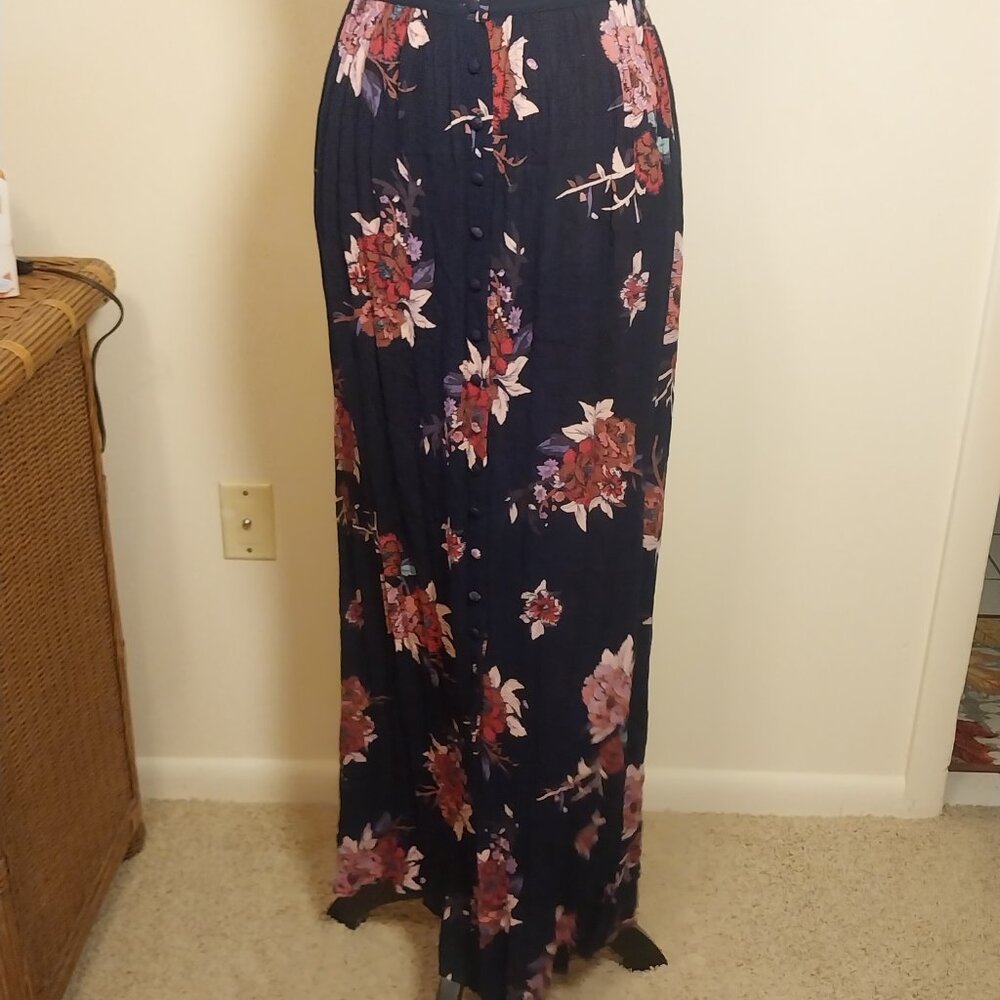 PATRONS OF PEACE SIZE L BUTTON FRONT GAUZE MAXI SKIRT